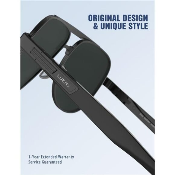 LUENX Mens Aviator Sunglasses Polarized UV400 Driving Shades Metal Frame - Picture 5 of 7